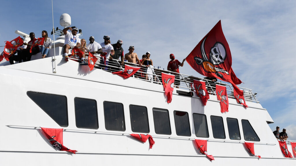 Celebración Super Bowl barcos
