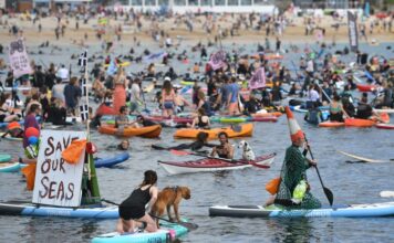 INGLATERRA: CIENTOS DE SURFISTAS PROTESTARON PIDIENDO POR LA PROTECCIÓN AMBIENTAL DE LOS OCÉANOS
