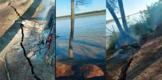 VIDEO- DEBIDO A LA BAJANTE DEL PARANÁ SE DESMORONA UN TRAMO DE BARRANCA Y CAE AL RÍO