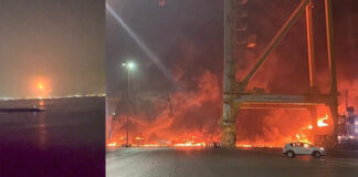 VIDEO- SE EXTINGUE EL INCENDIO DE UN BARCO DESPUÉS DE UNA EXPLOSIÓN DE CONTENEDORES EN DUBAI