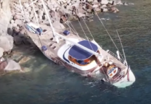 VIDEO- EL ICÓNICO YATE PERINI NAVI “MALIZIA” ENCALLÓ EN UNA ISLA DE ITALIA