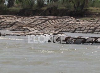 VIDEO- LA MANTA PROTECTORA DEL TÚNEL SUBFLUVIAL A LA VISTA POR LA BAJANTE DEL RÍO PARANÁ