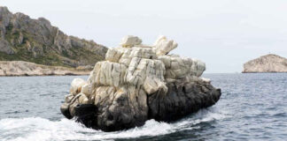 UN BARCO CON FORMA DE ROCA PASA DESAPERCIBIDO POR LAS COSTAS DE MARSELLA