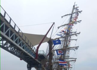 VIDEO – LA FRAGATA “CISNE BRANCO” DE BRASIL CHOCÓ CON UN PUENTE EN ECUADOR Y HUNDIÓ A UN REMOLCADOR