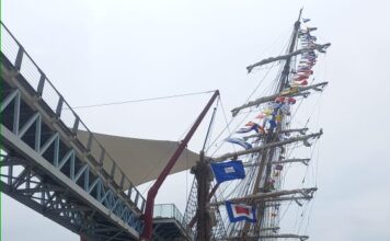 VIDEO – LA FRAGATA “CISNE BRANCO” DE BRASIL CHOCÓ CON UN PUENTE EN ECUADOR Y HUNDIÓ A UN REMOLCADOR