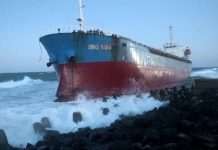 UN BUQUE CARGUERO CHINO ENCALLA EN LAS COSTAS DE UNA CIUDAD RUSA EN EL PACÍFICO DURANTE UNA TORMENTA (VIDEO)