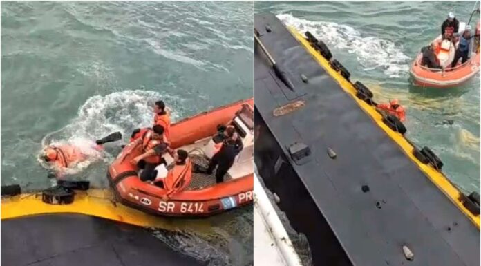 SE CONOCIÓ EL VIDEO DEL MOMENTO EN QUE EL REMOLCADOR DA LA VUELTA DE CAMPANA EN PUERTO DESEADO