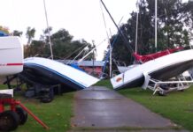 DESTROZOS EN EL CLUB DE VELEROS SAN ISIDRO POR EL TEMPORAL DE ANOCHE