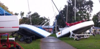 DESTROZOS EN EL CLUB DE VELEROS SAN ISIDRO POR EL TEMPORAL DE ANOCHE