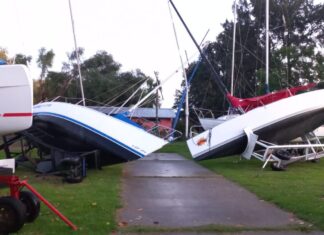 DESTROZOS EN EL CLUB DE VELEROS SAN ISIDRO POR EL TEMPORAL DE ANOCHE