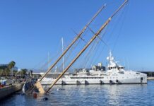 IMPACTANTE VIDEO – SE HUNDE UNA GOLETA CLÁSICA DE 50 METROS TRAS SER CHOCADA POR UN BUQUE DE SALVAMENTO EN TARRAGONA