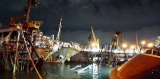 MONTEVIDEO – DIQUE HUNDIDO, GRÚAS CAÍDAS, EXPLOSIÓN Y TRES BARCOS AFECTADOS EN EL PUERTO (VIDEO)