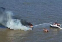SE HUNDIÓ EL YATE DE 57 PIES QUE SE INCENDIÓ HOY EN EL RÍO DE LA PLATA