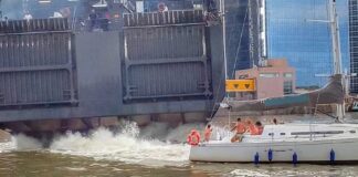 VIDEO – UN BARCO DE BUQUEBUS CHOCÓ A UN VELERO EN DÁRSENA NORTE