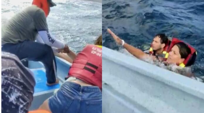 UNA OLA PROVOCA LA VUELTA DE CAMPANA DE UNA LANCHA TURÍSTICA EN COLOMBIA Y DEJA DOS MUERTOS (VIDEO DEL RESCATE)