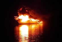 SE INCENDIÓ Y HUNDIÓ ANOCHE UN BARCO EN EL CANAL DEL ESTE