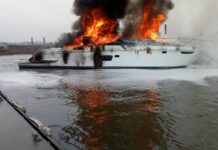 VIDEOS – SE INCENDIÓ UN YATE CON FLY DE 62 PIES EN NORDELTA