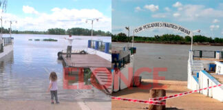 CRECIENTE DEL PARANA: EL AGUA CUBRE GRAN PARTE DE LA BAJADA DE LANCHAS DEL CLUB DE PESCADORES DE LA CIUDAD DE PARANÁ