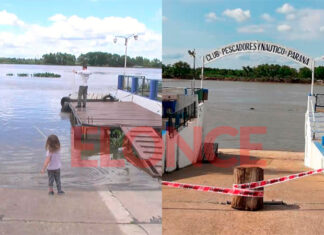 CRECIENTE DEL PARANA: EL AGUA CUBRE GRAN PARTE DE LA BAJADA DE LANCHAS DEL CLUB DE PESCADORES DE LA CIUDAD DE PARANÁ