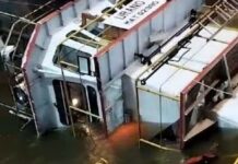 VIDEO – UN BARCO REMOLCADOR SE HUNDIÓ EN EL RÍO PARANÁ Y DEBIERON RESCARTAR A SIETE TRIPULANTES