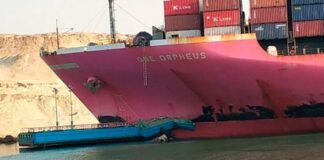 NAVEGACIÓN DESPEJADA EN EL CANAL DE SUEZ TRAS CHOQUE DE CARGUERO CONTRA UN PUENTE