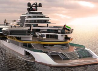 UAE ONE, EL IMPRESIONANTE MEGAYATE DE LUJO INSPIRADO EN LOS PORTAAVIONES: TRES HELICÓPTEROS Y UN SUBMARINO