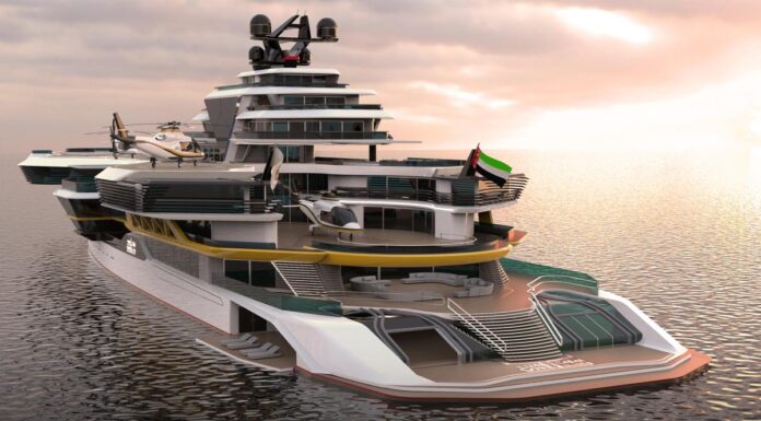 UAE ONE, EL IMPRESIONANTE MEGAYATE DE LUJO INSPIRADO EN LOS PORTAAVIONES: TRES HELICÓPTEROS Y UN SUBMARINO