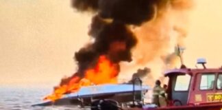 IMPACTANTE VIDEO: UNA LANCHA SE PRENDIÓ FUEGO Y LOS OCUPANTES SE TIRARON AL MAR PARA SALVARSE EN BRASIL