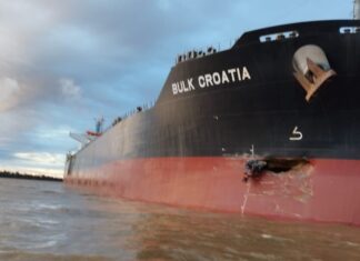 CHOCAN UN BUQUE GRANELERO Y UNA BARCAZA EN SAN NICOLÁS