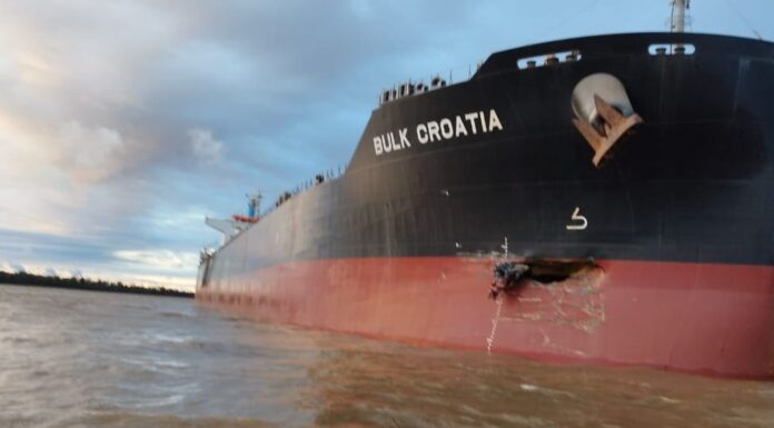 CHOCAN UN BUQUE GRANELERO Y UNA BARCAZA EN SAN NICOLÁS