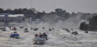 PESCA – LA FIESTA DEL DORADO EN ESQUINA TAMBIÉN TIENE SU ESPECTACULAR LARGADA DE LANCHAS Largada Pesca Dorado en Esquina