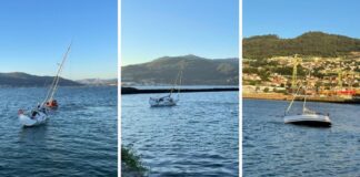 ESPAÑA – RESCATAN A DOS TRIPULANTES DE UN VELERO QUE ENCALLÓ FRENTE A LA ETEA DE VIGO