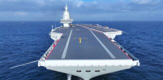 EL NUEVO PORTAAVIONES FUJIAN DE LA ARMADA DE CHINA COMENZÓ UNA NUEVA PRUEBA DE NAVEGACIÓN