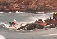 ESPAÑA – FUERTE TEMPORAL ARROJA CONTRA LAS ROCAS A DECENAS DE BARCOS EN FORMENTERA