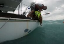 (VIDEO) GUARDACOSTAS RESCATAN A HOMBRE Y SU PERRO TRAS HUNDIRESE SU VELERO EN LA FLORIDA DURANTE EL HURACÁN HELENE