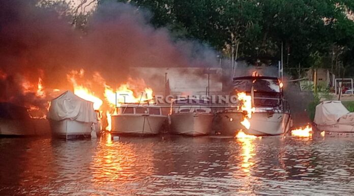 IMPACTANTE INCENDIO EN GUALEGUAYCHÚ: VARIAS EMBARCACIONES FUERON DEVORADAS POR LAS LLAMAS Y CINCO PERSONAS RESULTARON HERIDAS