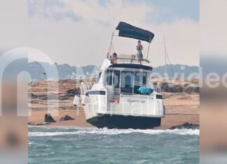 POR EL TEMPORAL, UN BARCO ENCALLÓ EN LA ISLA GORRITI Y SUS PASAJEROS FUERON EVACUADOS