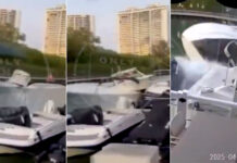 IMPACTANTE ACCIDENTE DE UN YATE EN MIAMI: LA EMBARCACIÓN SALIÓ VOLANDO Y VOLCÓ TRAS CHOCAR EN UN MUELLE