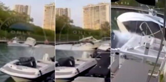 IMPACTANTE ACCIDENTE DE UN YATE EN MIAMI: LA EMBARCACIÓN SALIÓ VOLANDO Y VOLCÓ TRAS CHOCAR EN UN MUELLE
