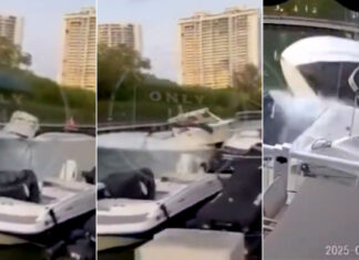 IMPACTANTE ACCIDENTE DE UN YATE EN MIAMI: LA EMBARCACIÓN SALIÓ VOLANDO Y VOLCÓ TRAS CHOCAR EN UN MUELLE