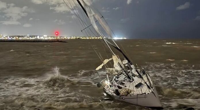 MONTEVIDEO – ENCALLÓ UN VELERO EN EL PUERTO DEL BUCEO: DOS PERSONAS DEBIERON SER RESCATADAS