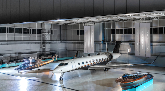 FERRETTI Y FLEXJET PRESENTAN EL INTERIOR DEL AVIÓN Y HELICÓPTERO RIVA VOLARE