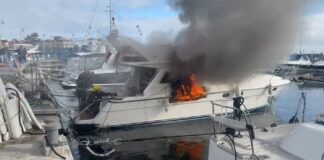 VIDEO – SE INCENDIÓ UN YATE EN EL PUERTO DE PUNTA DEL ESTE