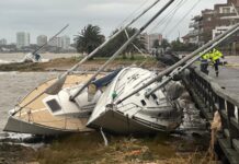 TEMPORAL CON FUERTES VIENTOS ARRASTRÓ TRES VELEROS EN EL PUERTO DE PUNTA DEL ESTE
