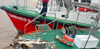 LANCHA DE PRÁCTICOS SUFRE SEVEROS DAÑOS TRAS EMBESTIR UNA BOYA EN EL CANAL PUNTA INDIO