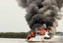 INCENDIO DESTRUYE EL YATE “TANGO” EN EL RÍO PARANÁ CERCA DE VILLA URQUIZA