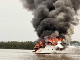 INCENDIO DESTRUYE EL YATE “TANGO” EN EL RÍO PARANÁ CERCA DE VILLA URQUIZA