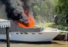 VIDEO – INCENDIO DESTRUYE UN YATE EN MARINA PUNTA CHICA