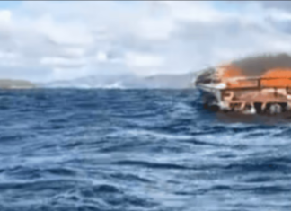 INCENDIO DE LANCHA EN EL LAGO NAHUEL HUAPI: EL OCUPANTE LOGRÓ SALVARSE NADANDO