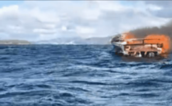 INCENDIO DE LANCHA EN EL LAGO NAHUEL HUAPI: EL OCUPANTE LOGRÓ SALVARSE NADANDO